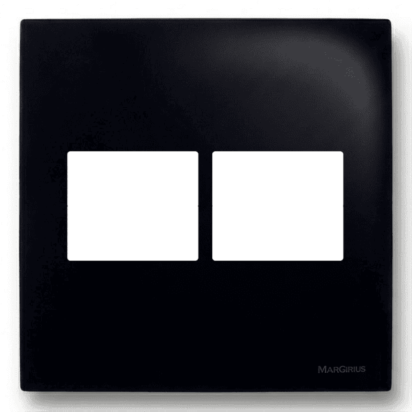 Placa 4x4 2+2 Postos Juntos com Suporte Preto Ebony – Linha Sleek – MarGirius