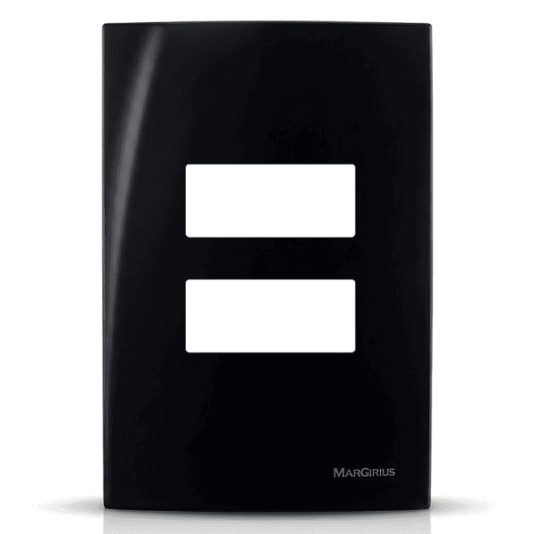 Placa 4x2 2 Postos Separados com Suporte Preto Ebony – Linha Sleek – MarGirius