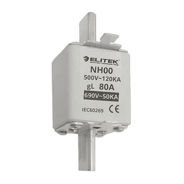Fusível Retardado NH00 80A 500V 120kA – Elitek