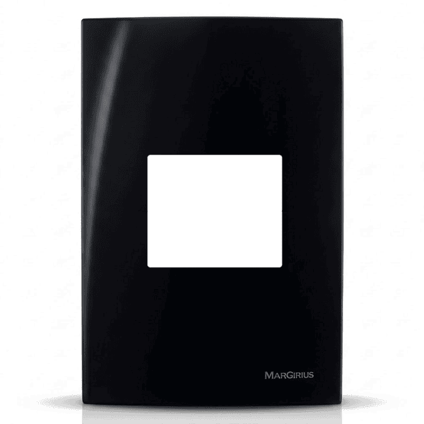 Placa 4x2 2 Postos Juntos com Suporte Preto Ebony – Linha Sleek – MarGirius