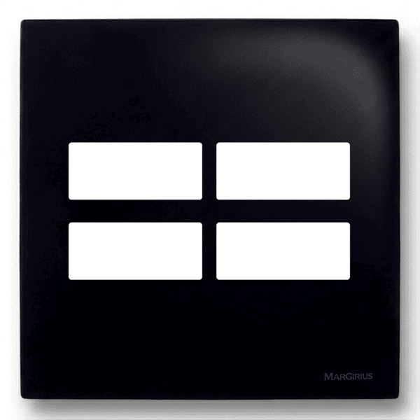 Placa 4x4 2+2 Postos Separados com Suporte Preto Ebony – Linha Sleek – MarGirius