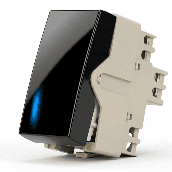 Módulo Interruptor Simples com LED 10A Preto Ebony – Linha Sleek – MarGirius