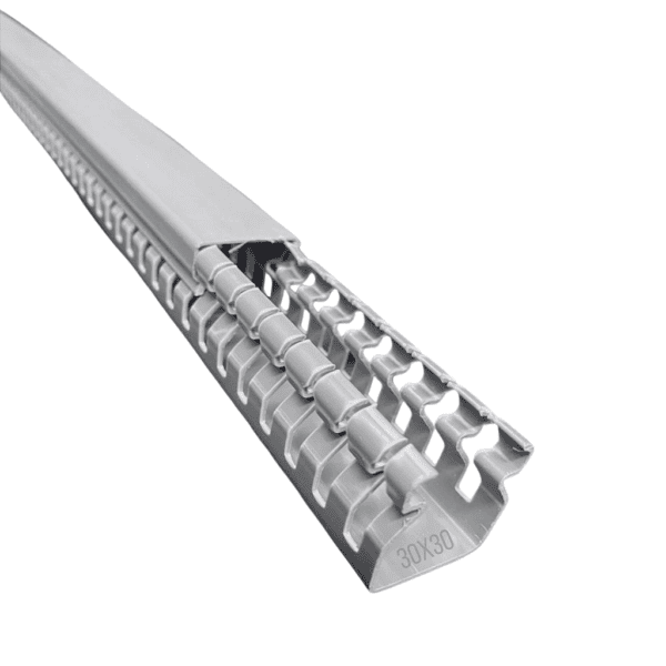 Canaleta Recorte Aberto PVC 30x30mm 2 Metros Cinza – Dutoplast