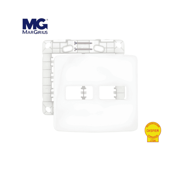 Placa 4x4 + Suporte 2 Postos Horizontais Linha B3 Branca - Margirius