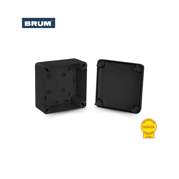 Caixa de Montagem Plástica de Sobrepor BRBO 1 10x10x5cm Preta - Brum