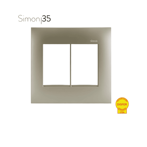 Placa 4x4 3+3 Postos Champagne - Linha Simon 35/30