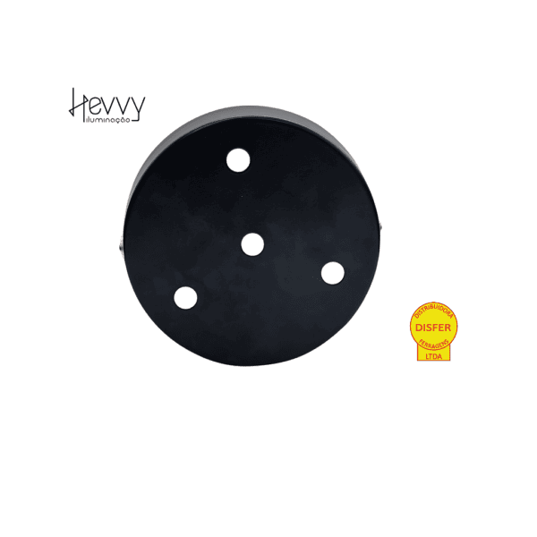 Kit Canopla para Plafon c/ Cabo Redondo Preto - Hevvy