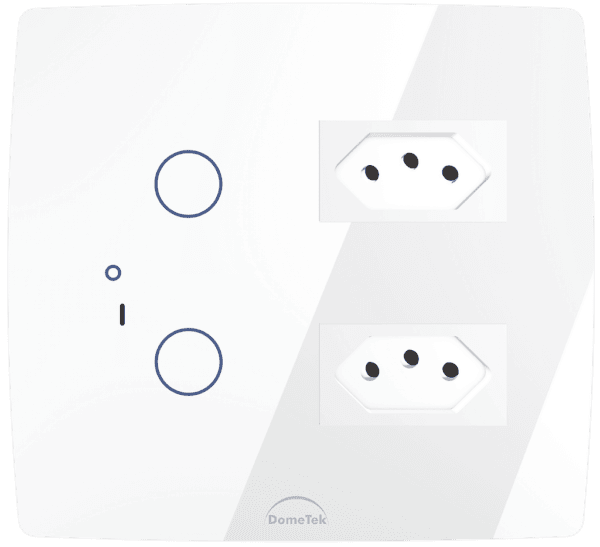 Interruptor Inteligente 2 PADs + 2 Tomadas 20A Wifi 4x4 Branco - Dometek