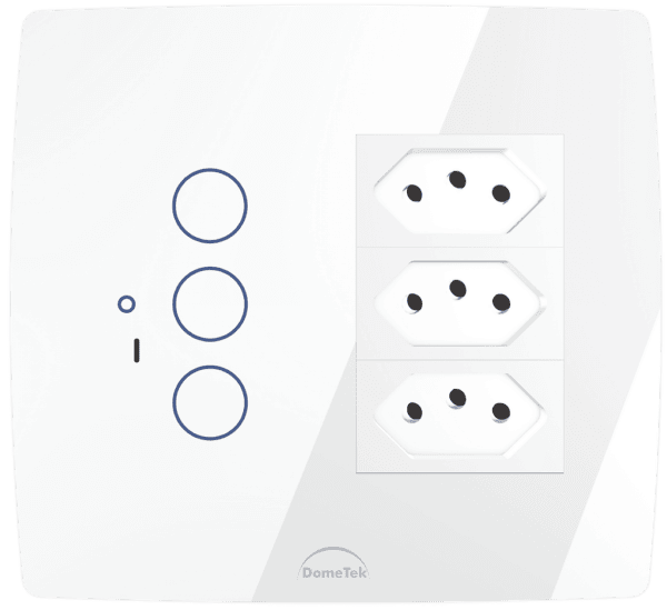 Interruptor Inteligente 3 PADs + 3 Tomadas 20A Wifi 4x4 Branco - Dometek
