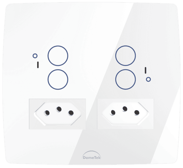 Interruptor Inteligente 4 PADs + 2 Tomadas 20A Wifi 4x4 Branco - Dometek
