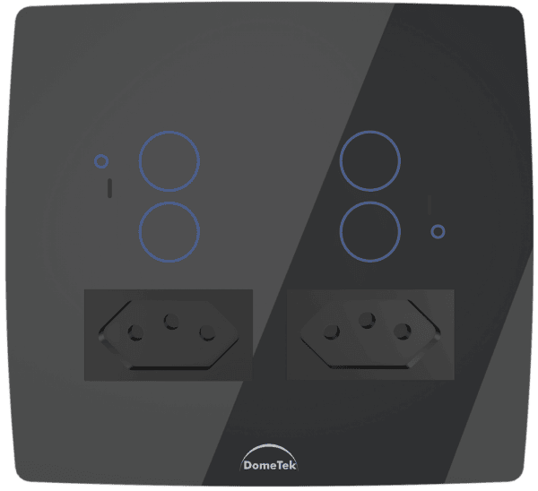 Interruptor Inteligente 4 PADs + 2 Tomadas 20A Wifi 4x4 Preto - Dometek