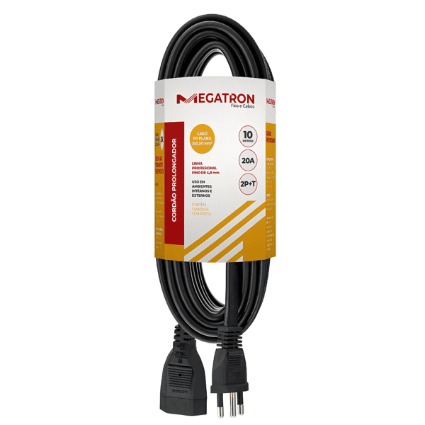 Cordão Prolongador 2P+T 20A 10 Metros – Linha Profissional - Megatron