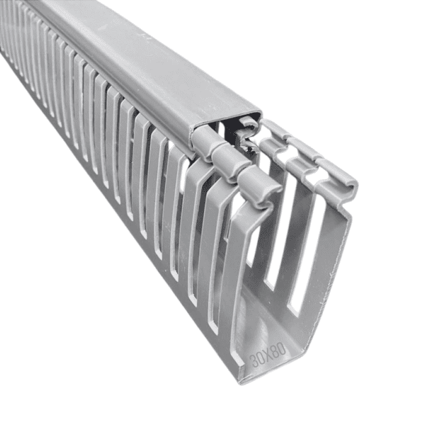 Canaleta Recorte Aberto PVC 30x80mm 2 Metros Cinza – Dutoplast