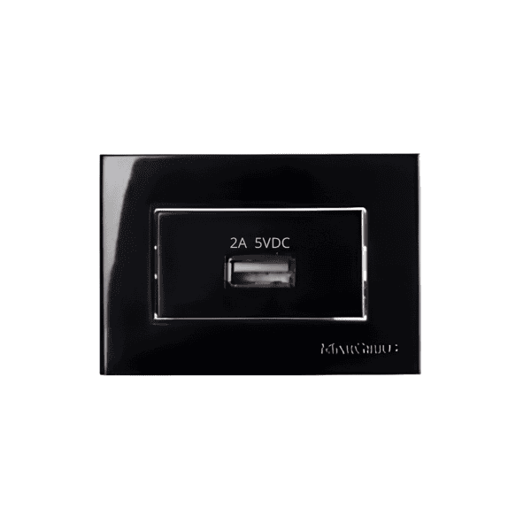 Tomada USB para Móveis 2A 5V Preto Ebony – Linha Sleek -  Margirius