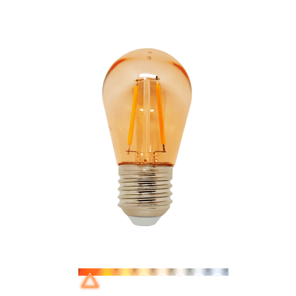 Lâmpada Filamento LED S14 Bolinha Decorativa Retrô 2W 2400K Âmbar 180lm E27 127V - Embuled