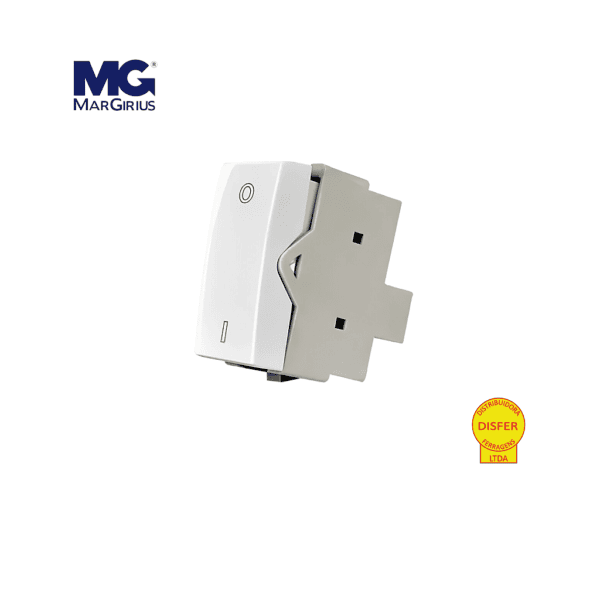 Interruptor Bipolar Simples 10A Branco - Linha Sleek - Margirius