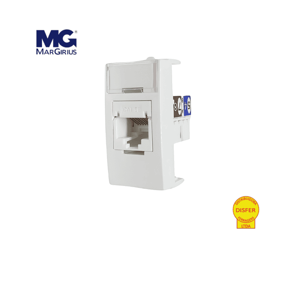 Tomada RJ45 Cat5 Linha Sleek Branca - Margirius