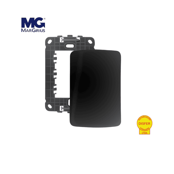 Placa Cega 4x2 + Suporte Linha B3 Preta - Margirius