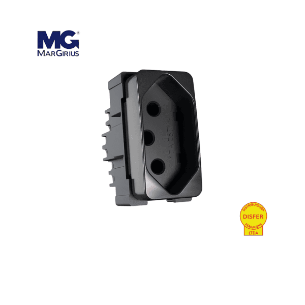 Módulo Tomada 2 Pinos + Terra 20A Linha B3 Preto - Margirius