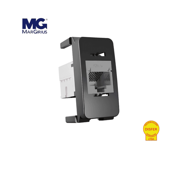 Módulo Tomada RJ45 Cat6 Linha B3 Preto - Margirius