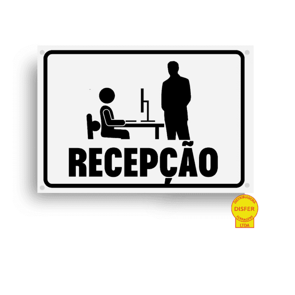 Placa Indicativa de PVC 20x15 "RECEPÇÃO" – Centurião