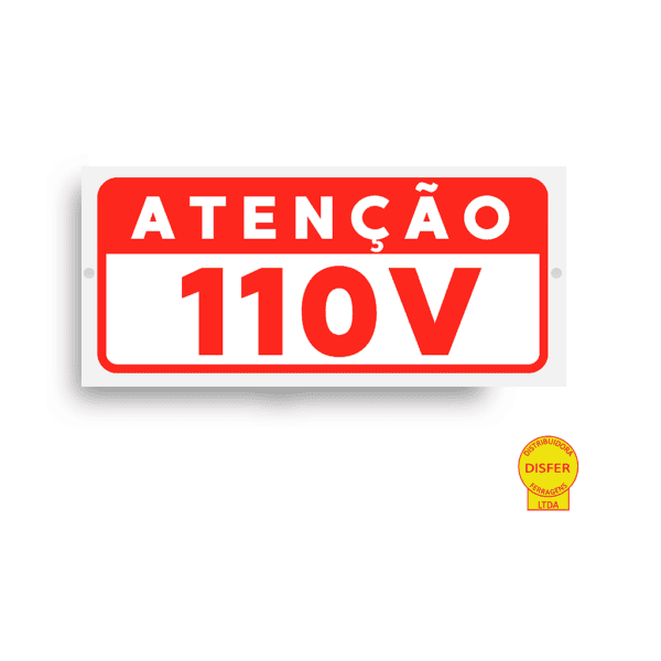 Placa Indicativa de PVC 11x05 "110V" – Centurião
