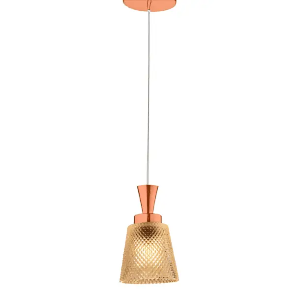 Pendente Adara Cônico Ø10x20cm Vidro e Metal Transparente e Cobre SL-5753/H1 Hevvy