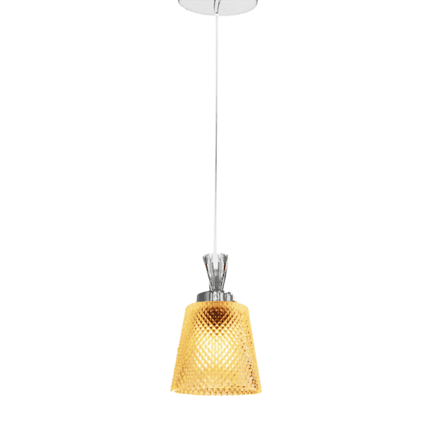 Pendente Adara Cônico Ø10x20cm Vidro e Metal Transparente e Cromado SL-5753/H1 Hevvy