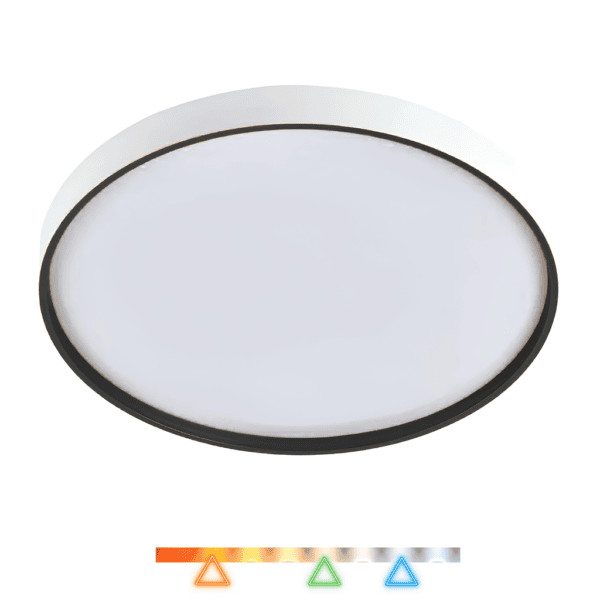 Plafon LED Toronto Redondo Branco com Preto Ø26cm 18w 1500lm Multitemperatura Luz Quente/Neutra/Fria - Hevvy LY-8798AS-BC+PT