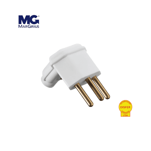 Plugue Macho 2P+T 10A 90° - Margirius