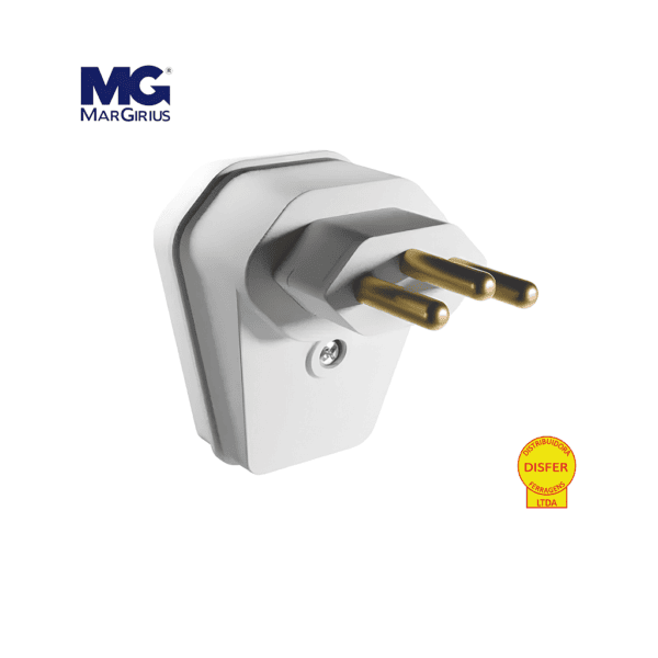 Plugue Macho 2P+T 10A Gigante 90° - Margirius
