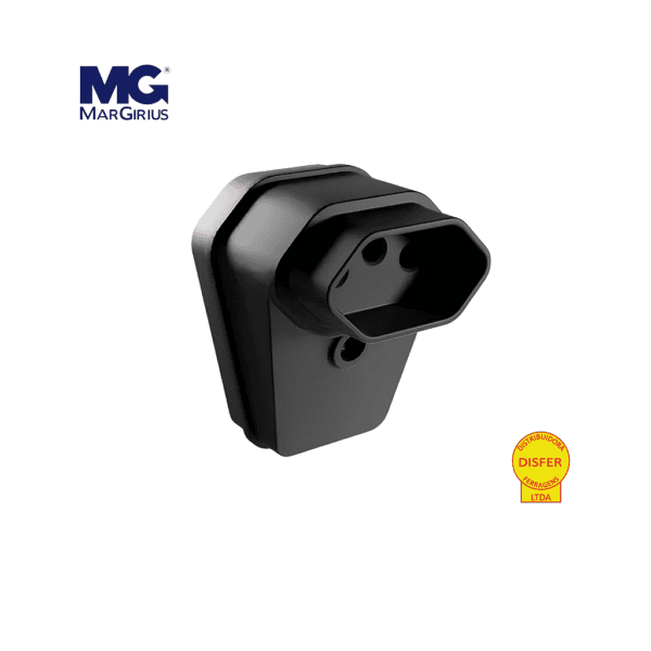Plugue Fêmea 2P+T 20A Gigante 90° Preto - Margirius