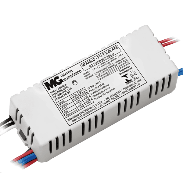 Reator Eletrônico PG 1X40 AF3 para Lâmpada Fluorescente de 40W - Margirius