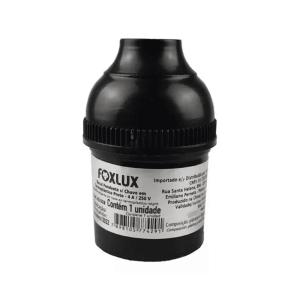 Soquete Termoplástico para Pendente/Varal de Luz E27 S/ Chave Preto - Foxlux