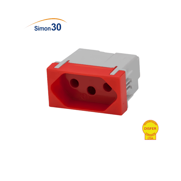 Módulo Tomada 2P+T 20A Vermelho - Linha Simon 30/35