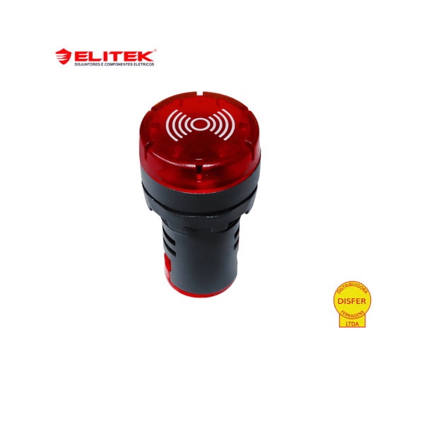 Sinaleiro 22mm com LED Sirene Vermelho 220V - Elitek