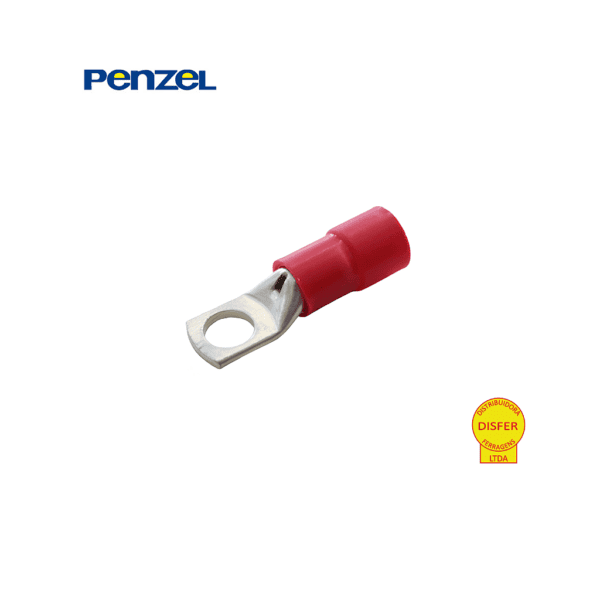 Terminal Pré-Isolado Olhal 10mm² F8,4 Vermelho Unidade - Penzel