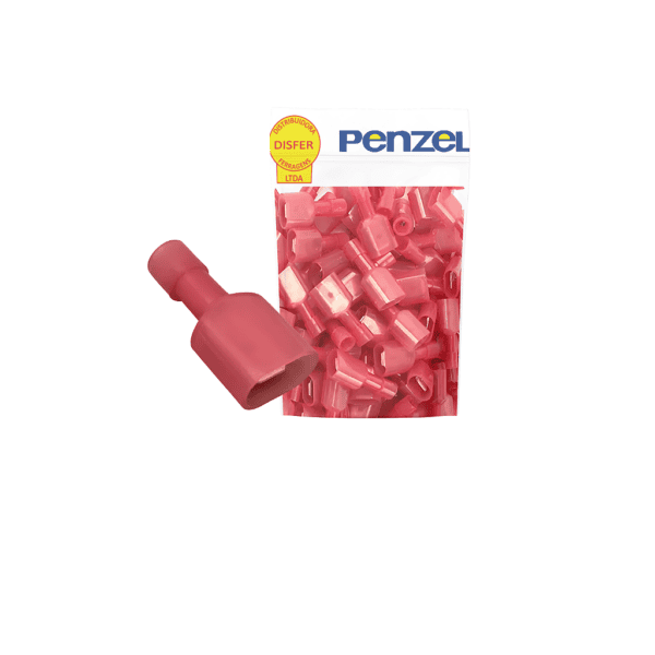 Terminal Todo Isolado Macho 0,5-1,5mm² Vermelho Pacote com 100 Unidades - Penzel
