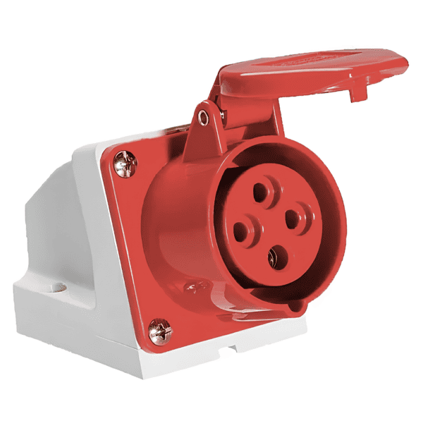 Tomada Industrial de Sobrepor 3P+T 32A 6H 380-440V IP44 Vermelho – Elitek