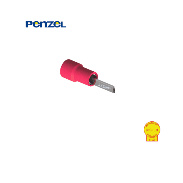 Terminal Pré-Isolado Pino 10mm²  Vermelho Unidade - Penzel