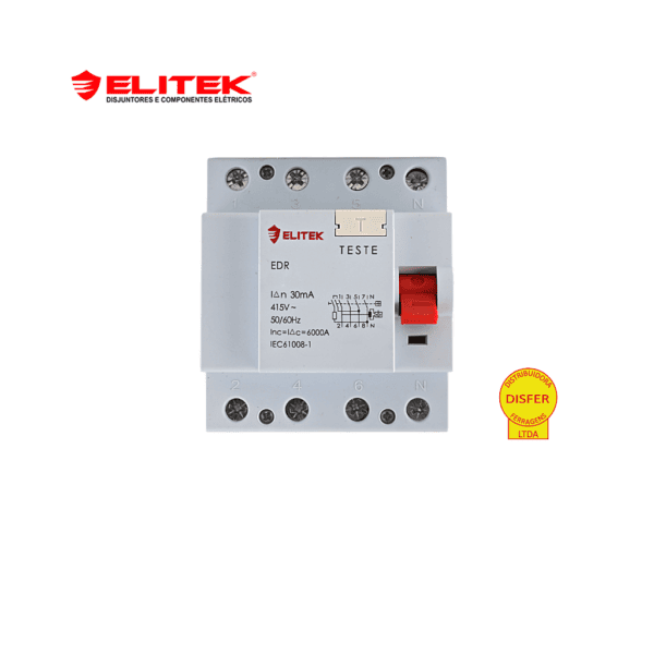 DR - Interruptor Diferencial Residual Tetrapolar 40A 30mA 6kA - Elitek