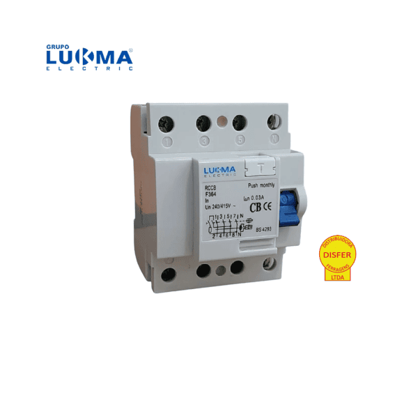DR - Interruptor Diferencial Residual Tetrapolar 80A 30mA 6kA - Lukma