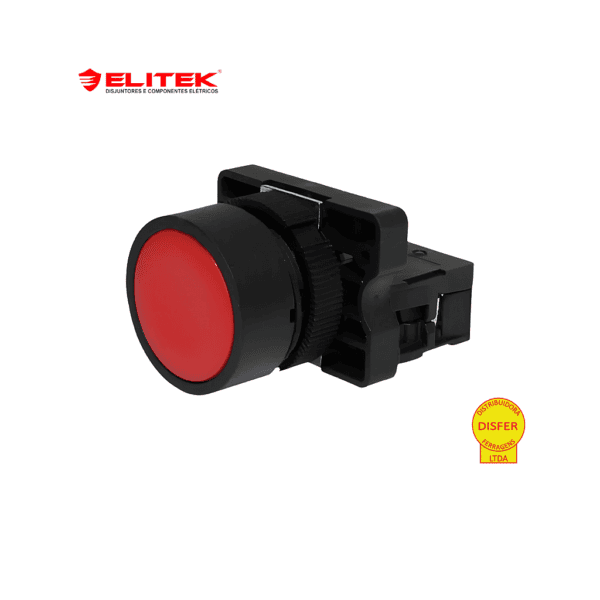 Botão Pulsante Plástico com Bloco Vermelho 1NF - Elitek