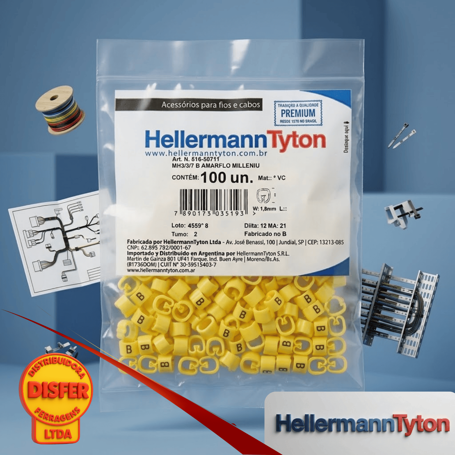 Anilha amarelo B hellermann-