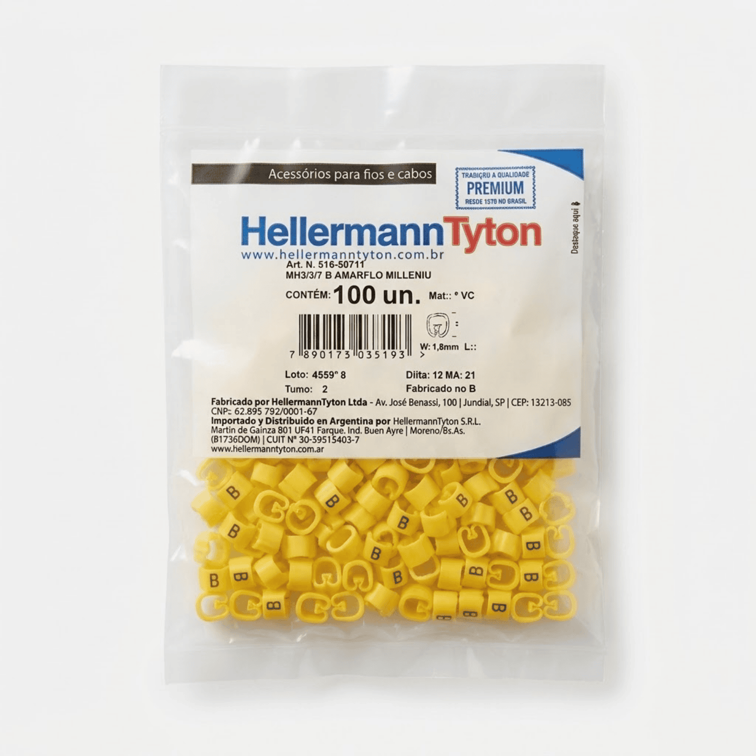 Anilha amarelo B hellermann