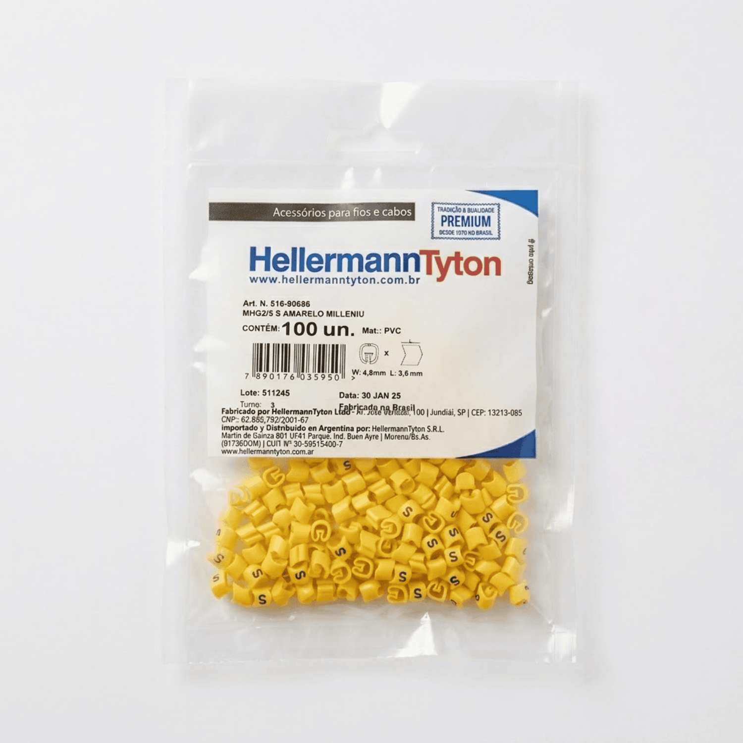 Anilha amarelo S2 hellermann