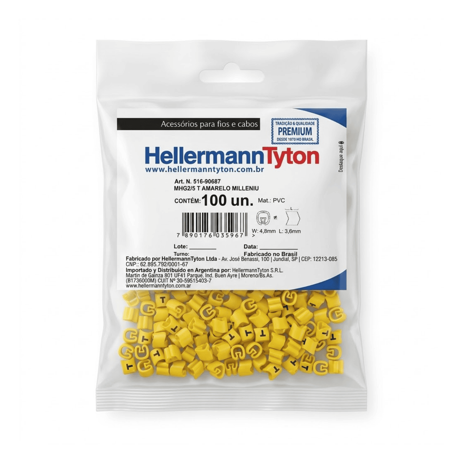 Anilha amarelo T2 hellermann