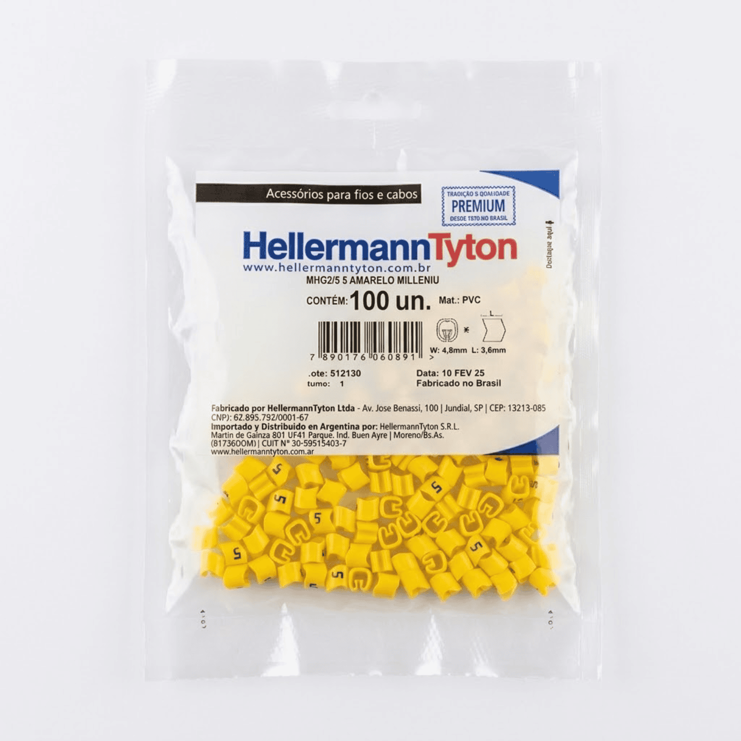 Anilha amarelo cinco hellermann