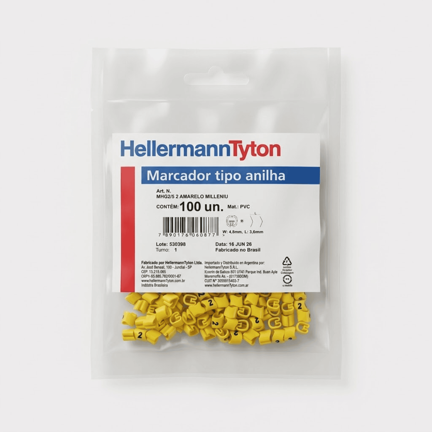 Anilha amarelo dois hellermann