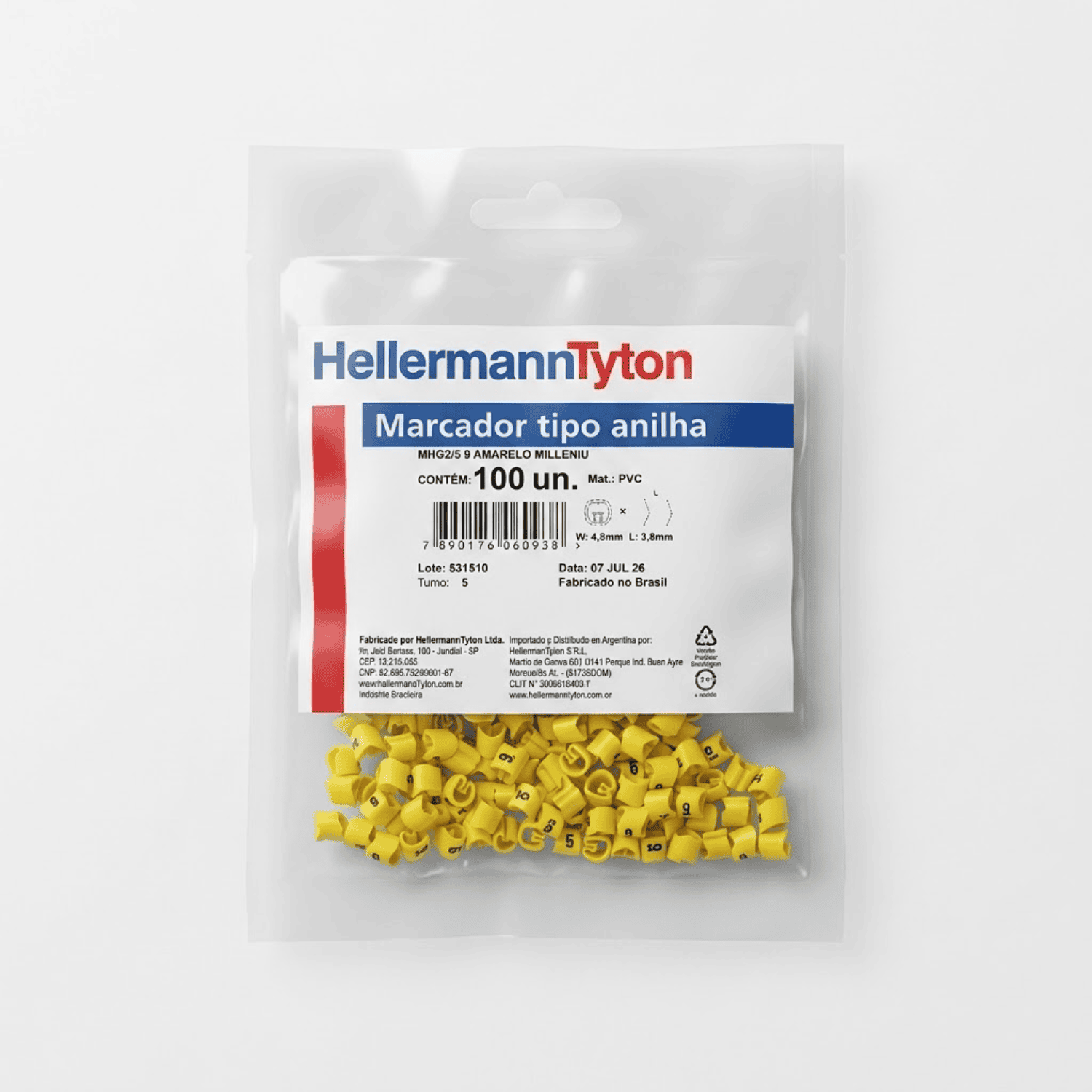 Anilha amarelo nove hellermann